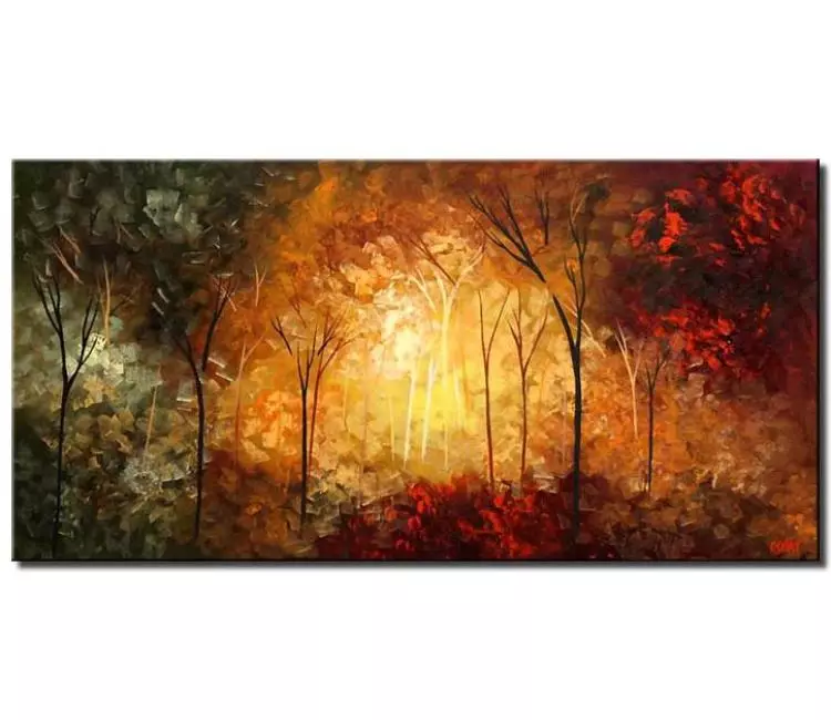 forest painting - autumn landscape forest painting on canvas modern textured fall painting wall art for living room