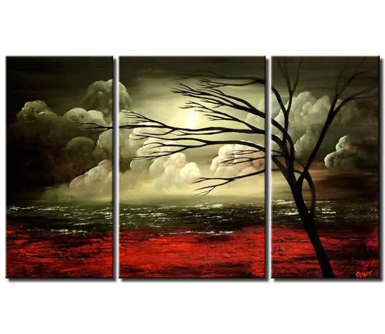 landscape paintings - big green landscape painting on canvas modern large textured trees art for living room
