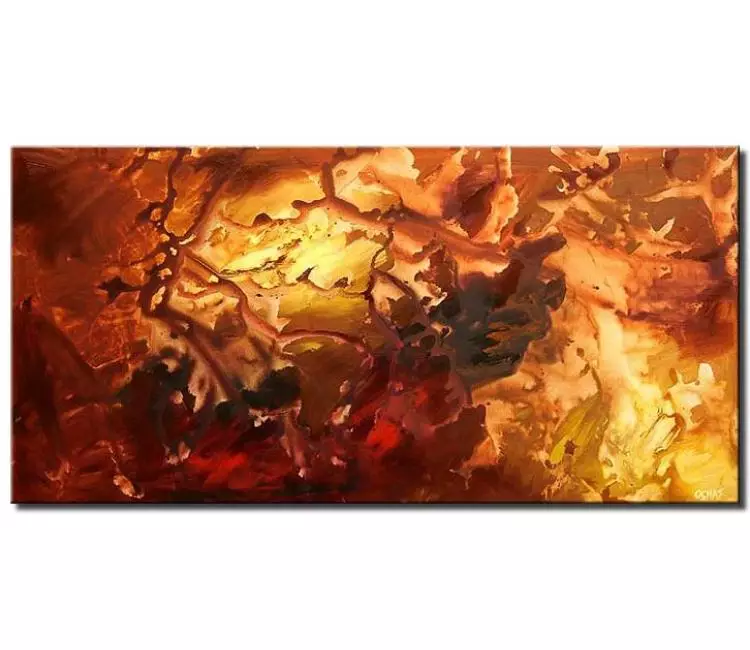 fluid painting - red yellow abstract painting on canvas modern living room wall art original contemporary art