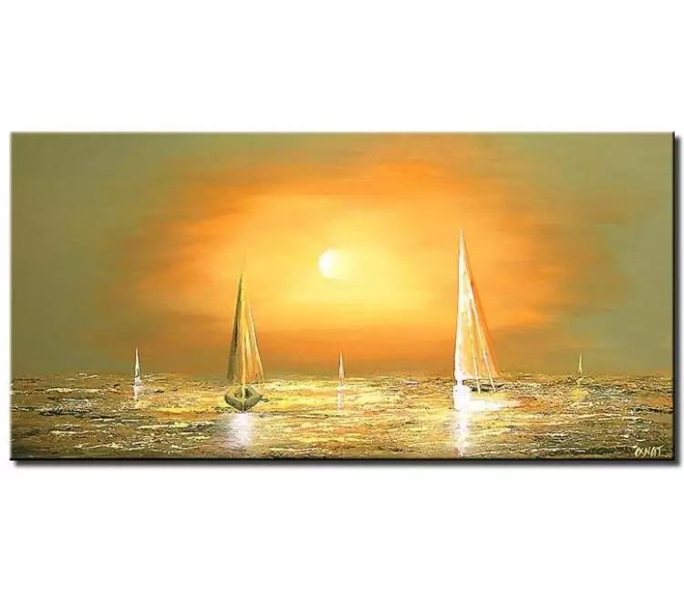 sailboats painting - modern sailboat painting in ocean original seascape painting on canvas calming wall art in neutral colors