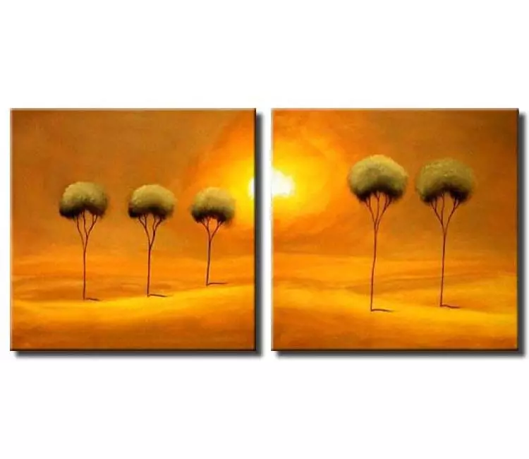 forest painting - blooming trees in the desert