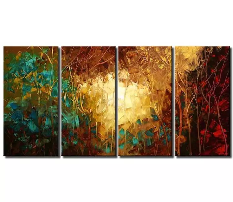 forest painting - big abstract landscape art for living room modern textured fall forest trees painting large canvas art