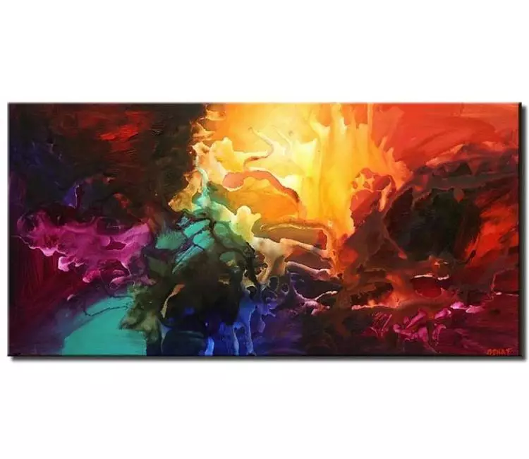 fluid painting - big colorful abstract painting on large canvas art original   modern living room wall art