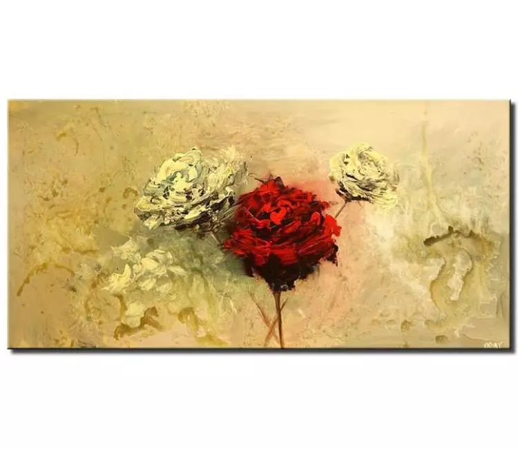 floral painting - large roses painting minimal art