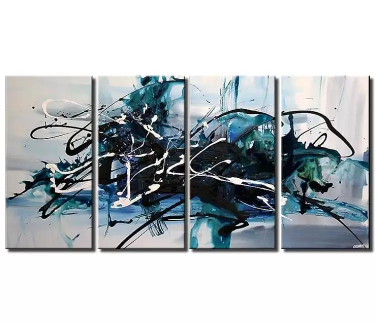 abstract painting - blue white big modern abstract painting on canvas for living room large textured original wall art