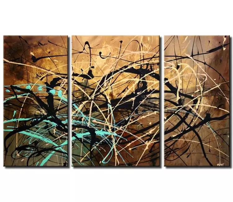 abstract painting - modern abstract painting on canvas in earth tone colors big textured turquoise brown beige colors