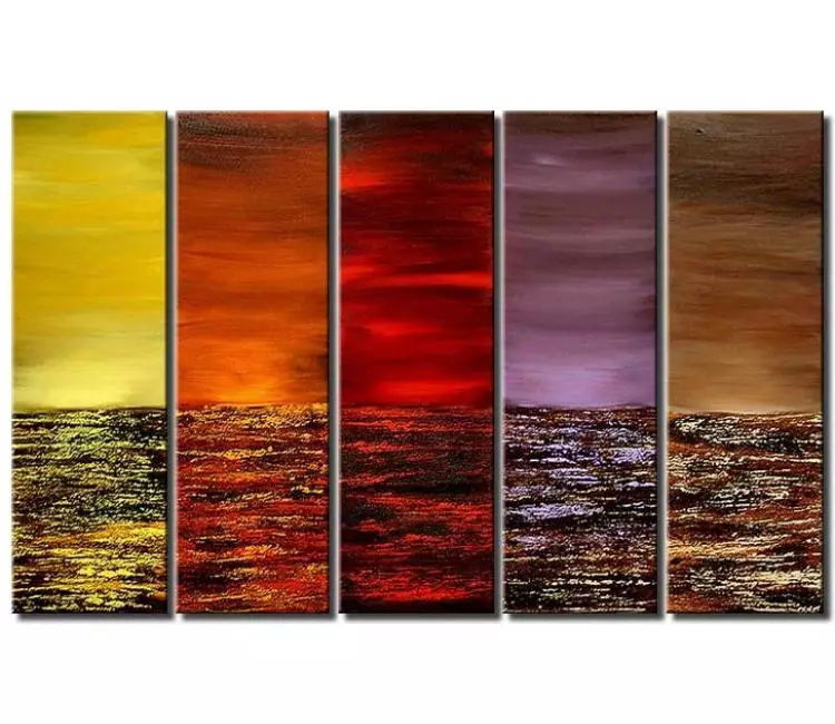 landscape paintings - big modern colorful abstract landscape seascape painting on canvas large textured living room wall art