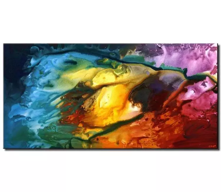 fluid painting - modern colorful best abstract painting on canvas original living room wall art