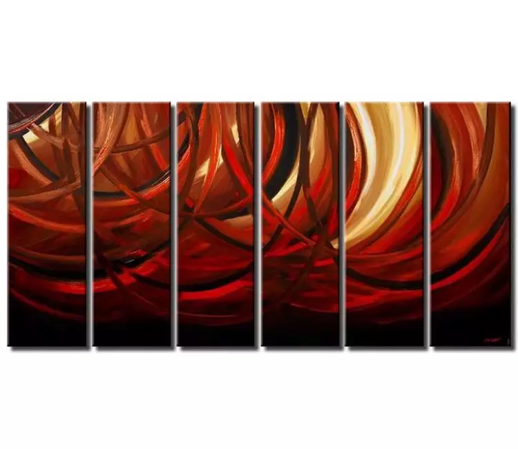 arcs painting - big multi panel red abstract painting on canvas original large modern wall art for living room office bedroom art