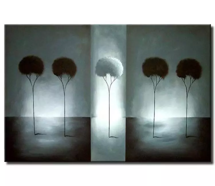 forest painting - gray slender trees