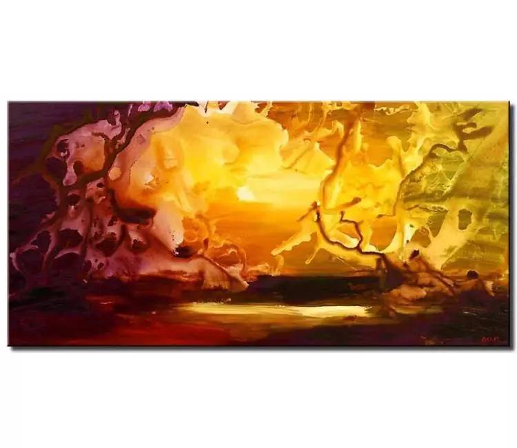 landscape painting - modern sunrise abstract painting for living room original colorful painting
