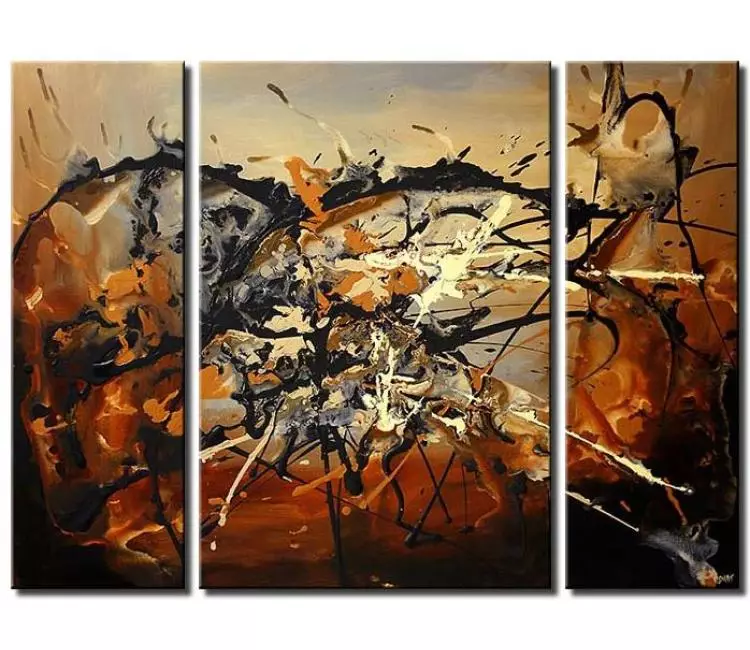 abstract painting - modern abstract painting on canvas large triptych textured rust wall art painting