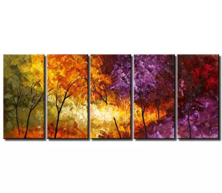 forest painting - big textured colorful forest painting on canvas modern large trees wall art living room palette knife art