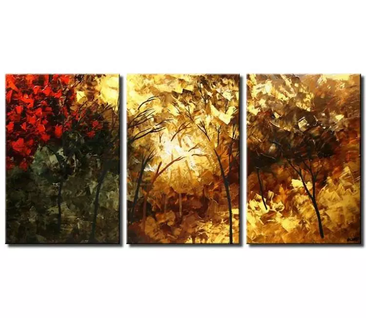 forest painting - big textured forest painting on canvas modern large trees wall art living room palette knife art
