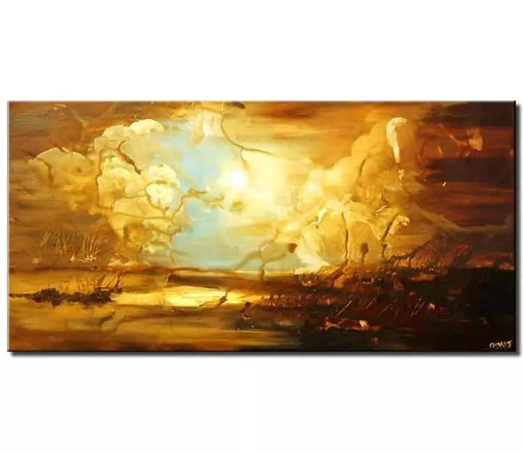 landscape paintings - modern abstract sunrise painting on canvas beautiful landscape art for living room