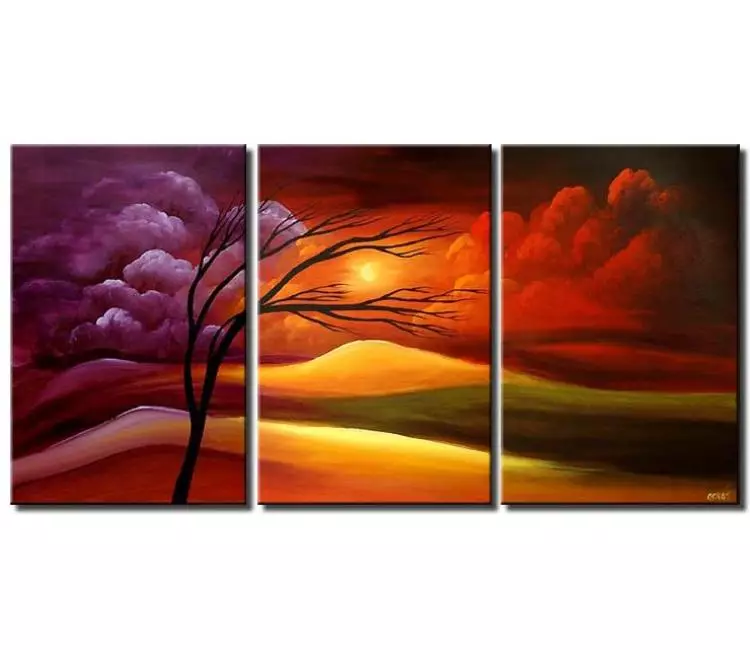 trees painting - fields of promise triptych landscape colorful
