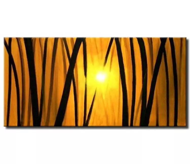 trees painting - sunrise in forest painting