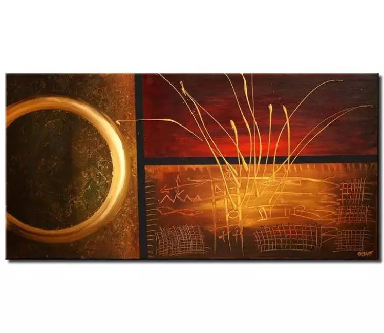 geometric painting - geometric modern abstract art on canvas large earth tone colors painting in red gold