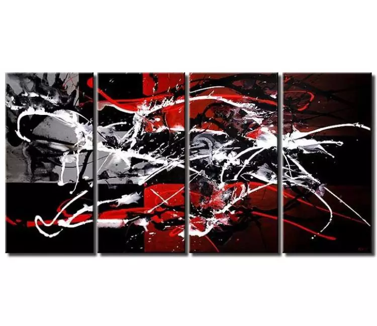 abstract painting - red white black original abstract art on canvas modern textured minimal wall art