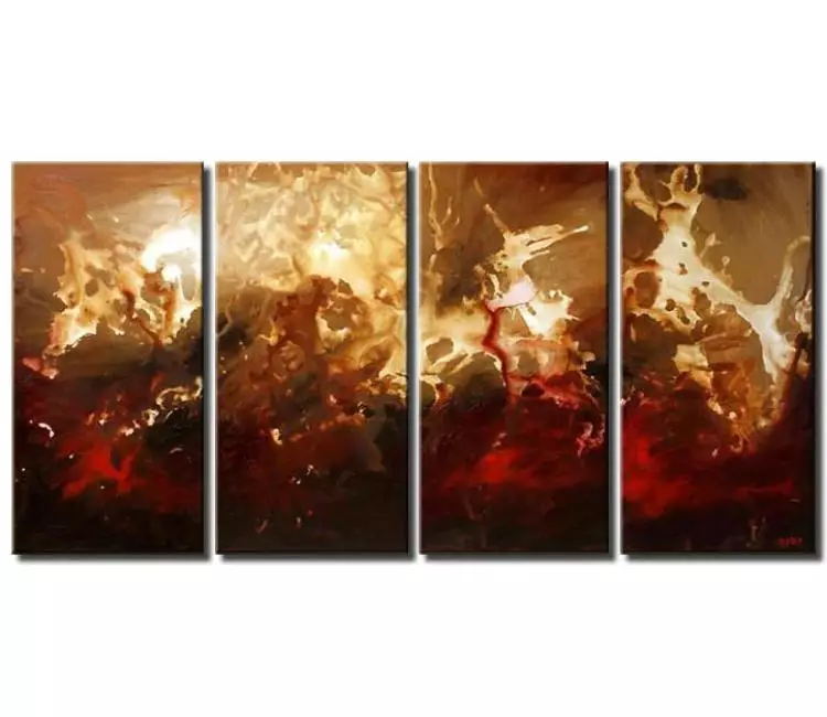 fluid painting - big modern beautiful abstract painting on canvas large contemporary red gold wall art