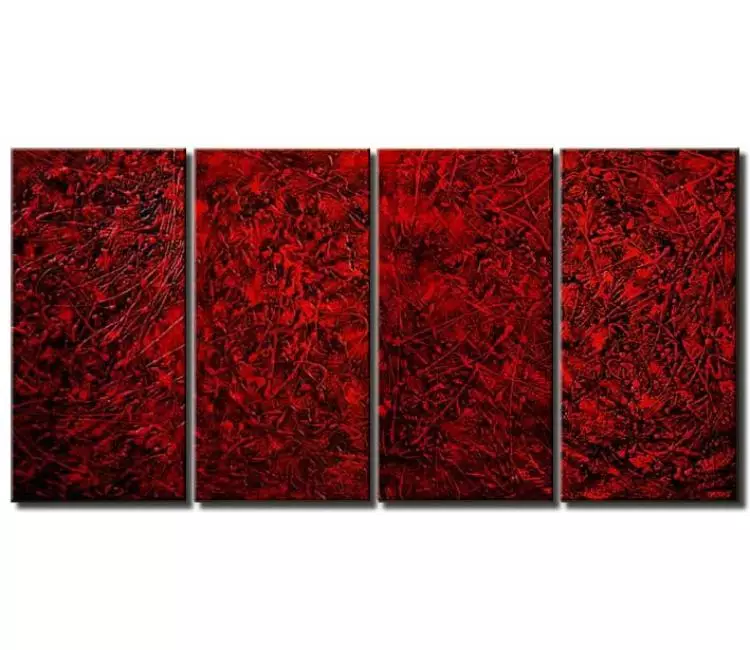 abstract painting - big red abstract art on large canvas textured modern red wall art for living room