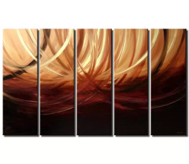 arcs painting - big modern abstract painting on canvas for living room large red beige wall art
