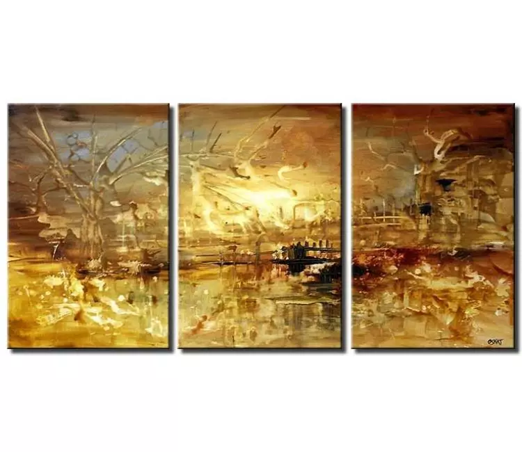 landscape paintings - big modern abstract landscape painting on canvas large contemporary grey yellow abstract sunrise painting