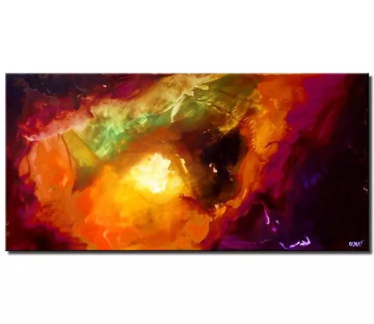 fluid painting - modern abstract painting on canvas for living room purple green yellow abstract art