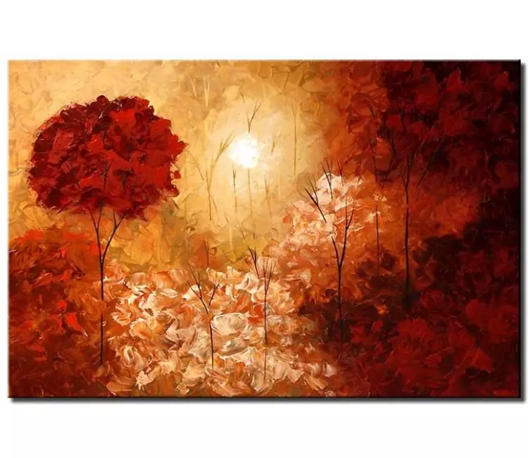 forest painting - modern abstract forest painting on canvas red landscape tree painting for living room