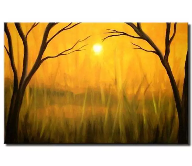 landscape paintings - sunrise mist painting