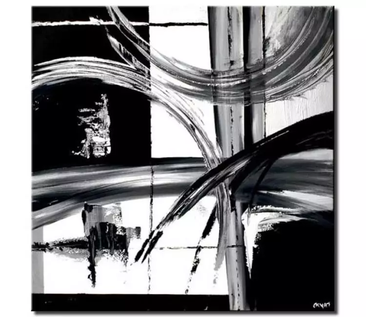 abstract painting - minimal abstract painting on canvas black white modern wall art