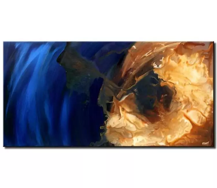 fluid painting - beautiful abstract art on canvas modern blue living room wall art