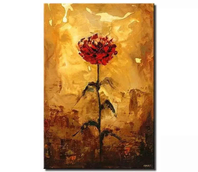 floral painting - abstract rose flower painting on canvas modern original vertical art