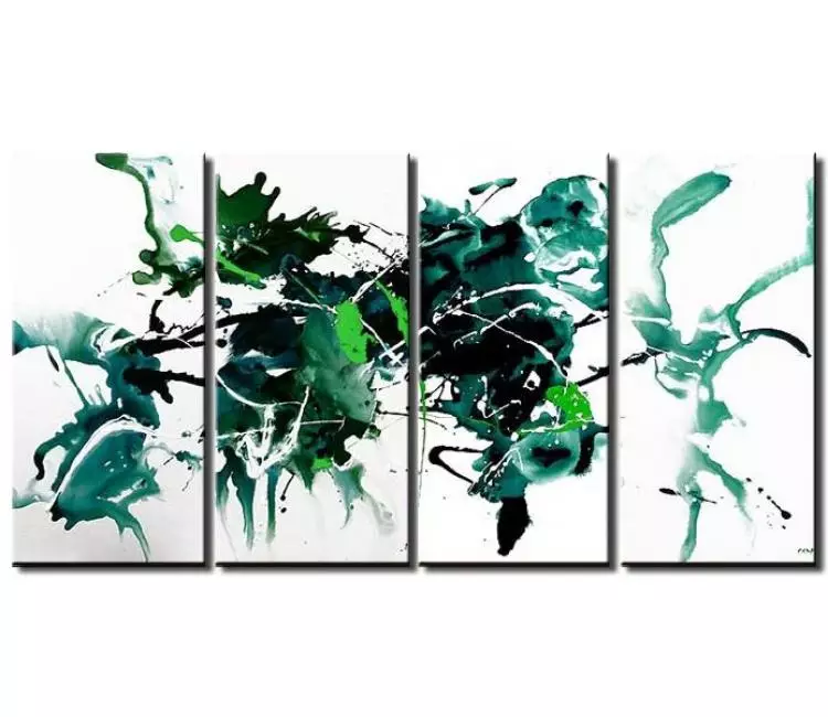 abstract painting - big white green abstract painting on canvas modern large canvas art for living room