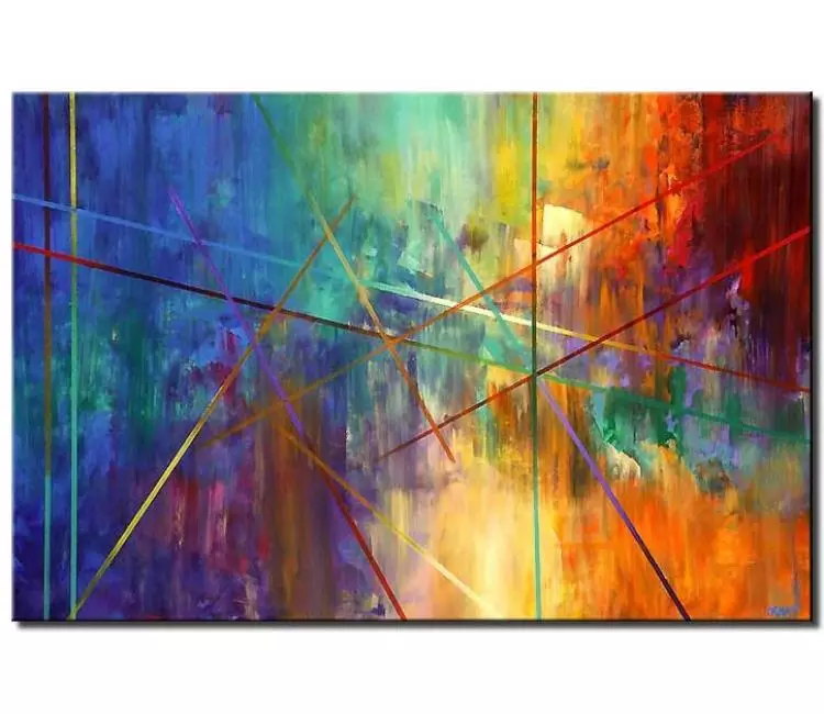 geometric painting - colorful geometric abstract painting on canvas modern living room wall art