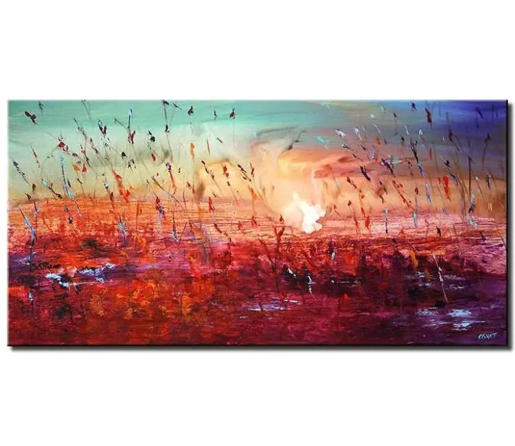 landscape painting - modern abstract landscape painting on canvas original sunset painting beautiful calming art