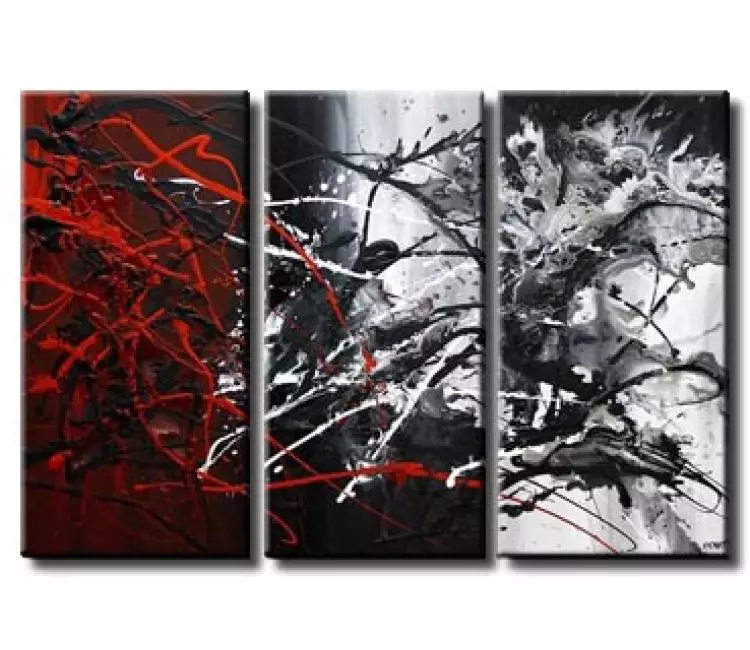 abstract painting - black red white modern abstract painting on canvas big textured minimal contemporary art for living room