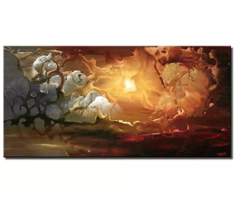 abstract painting - modern abstract landscape painting on canvas grey rust contemporary sunrise painting for living room