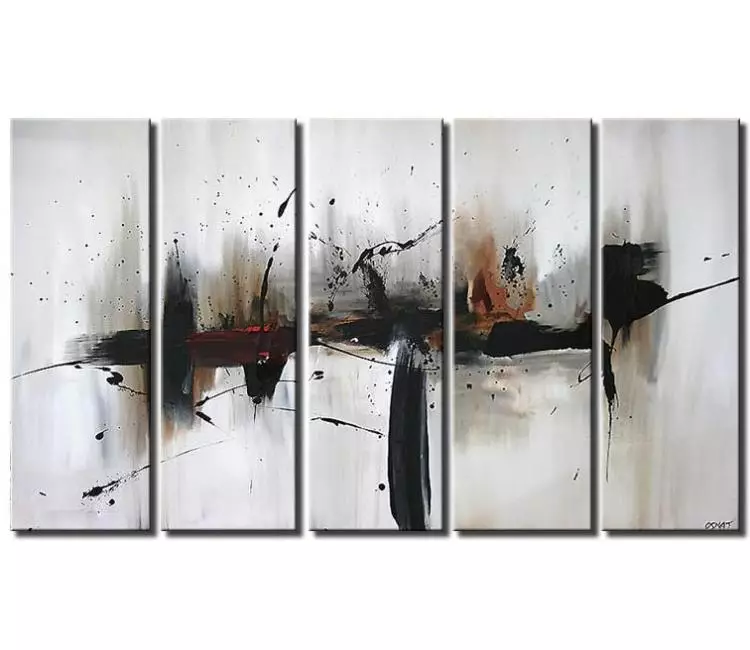 abstract painting - big minimalist black white abstract painting on canvas modern large wall art