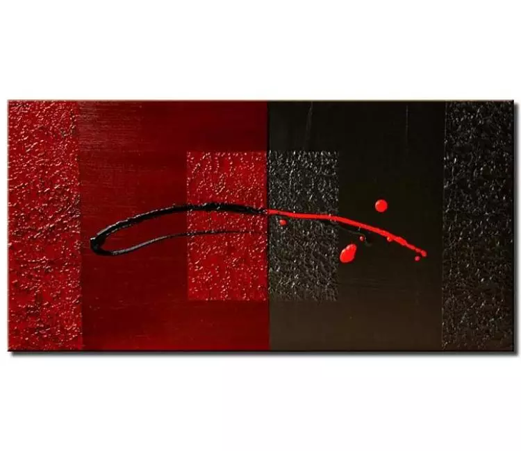 geometric painting - modern minimalist black red abstract painting original textured simple painting