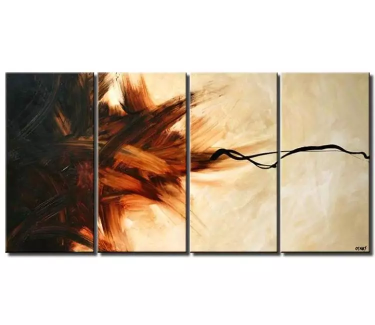 abstract painting - minimalist modern big abstract art on large canvas beige rust living room wall art