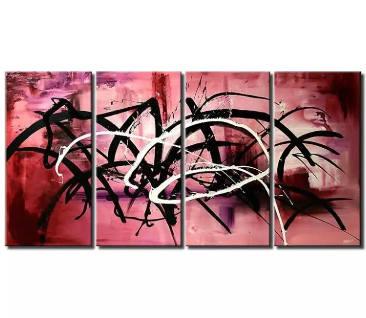 abstract painting - big pink abstract painting on canvas modern large wall art for living room