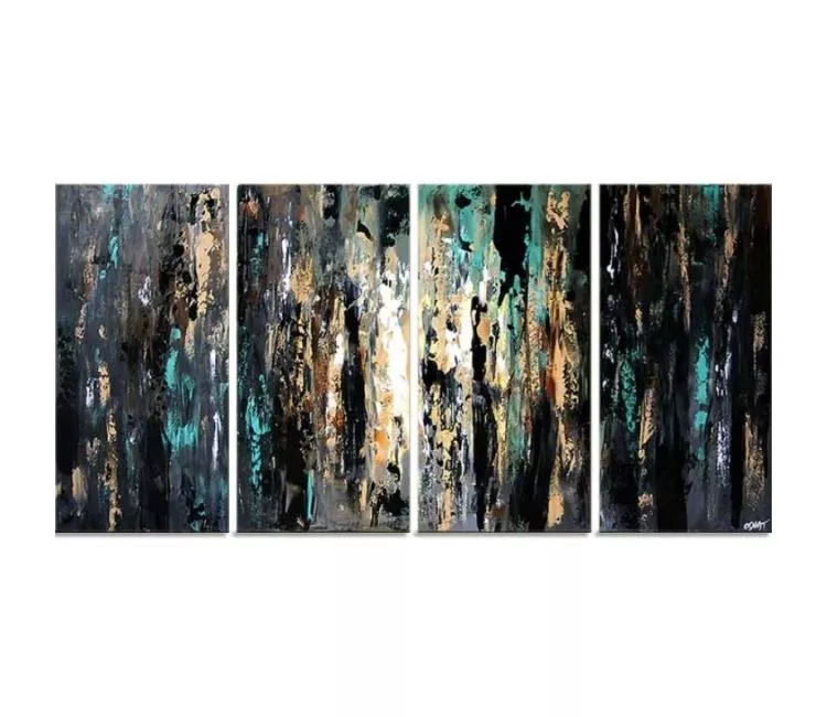 abstract painting - contemporary abstract art for living room bedroom office large modern teal gray abstract painting