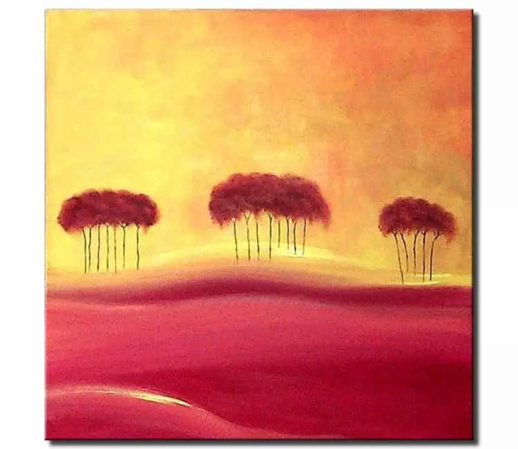 landscape paintings - red trees abstract painting