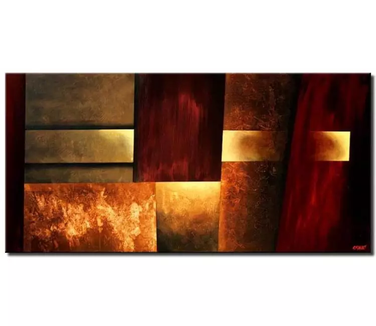 geometric painting - burgundy abstract painting on canvas modern living room wall art original earth tone colors painting