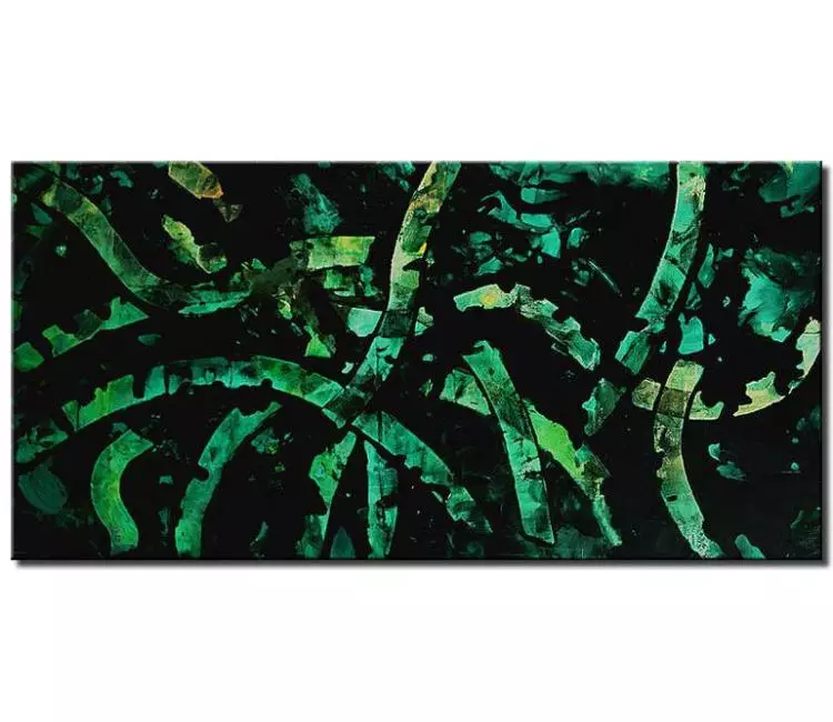 abstract painting - green black abstract painting on canvas modern dining room art