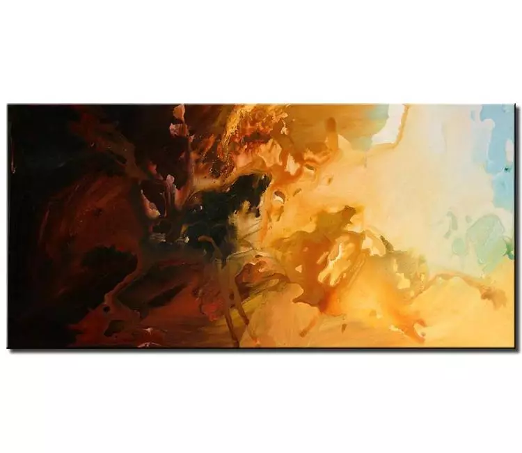 fluid painting - beautiful abstract art on canvas for living room in earth tone colors
