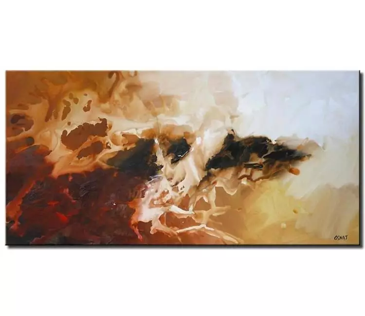 fluid painting - neutral wall art on canvas modern abstract painting for living room