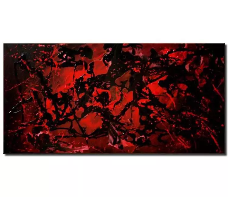 abstract painting - red black abstract art on canvas modern textured minimalist living room wall art