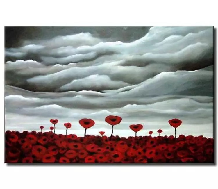 floral painting - field of poppy flowers painting
